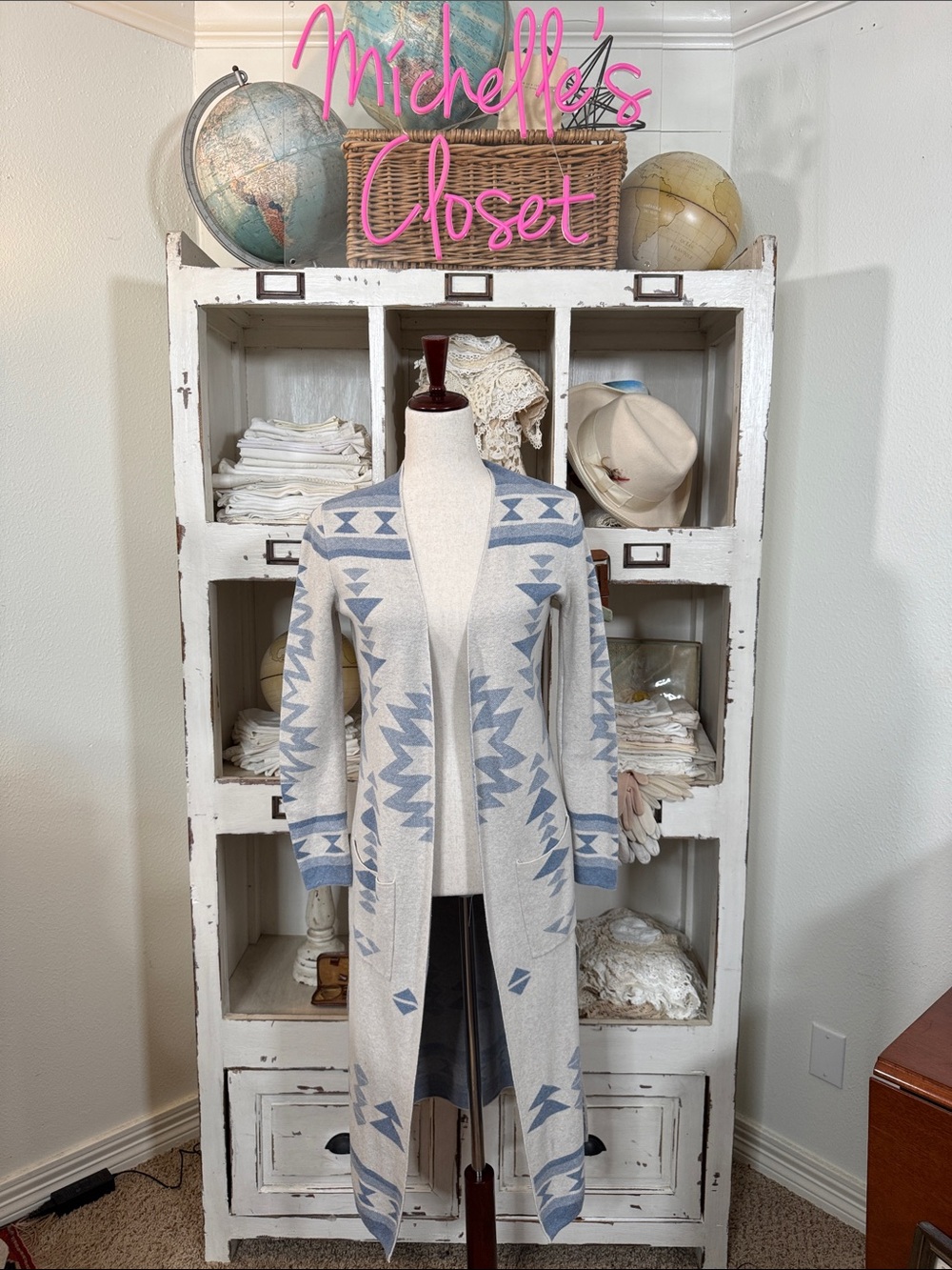 Jessica Simpson Light Blue Knit Cardigan with Cream Trim
